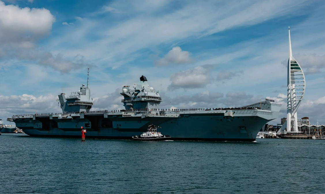 UK's flagship aircraft carrier sets sail for North Atlantic
