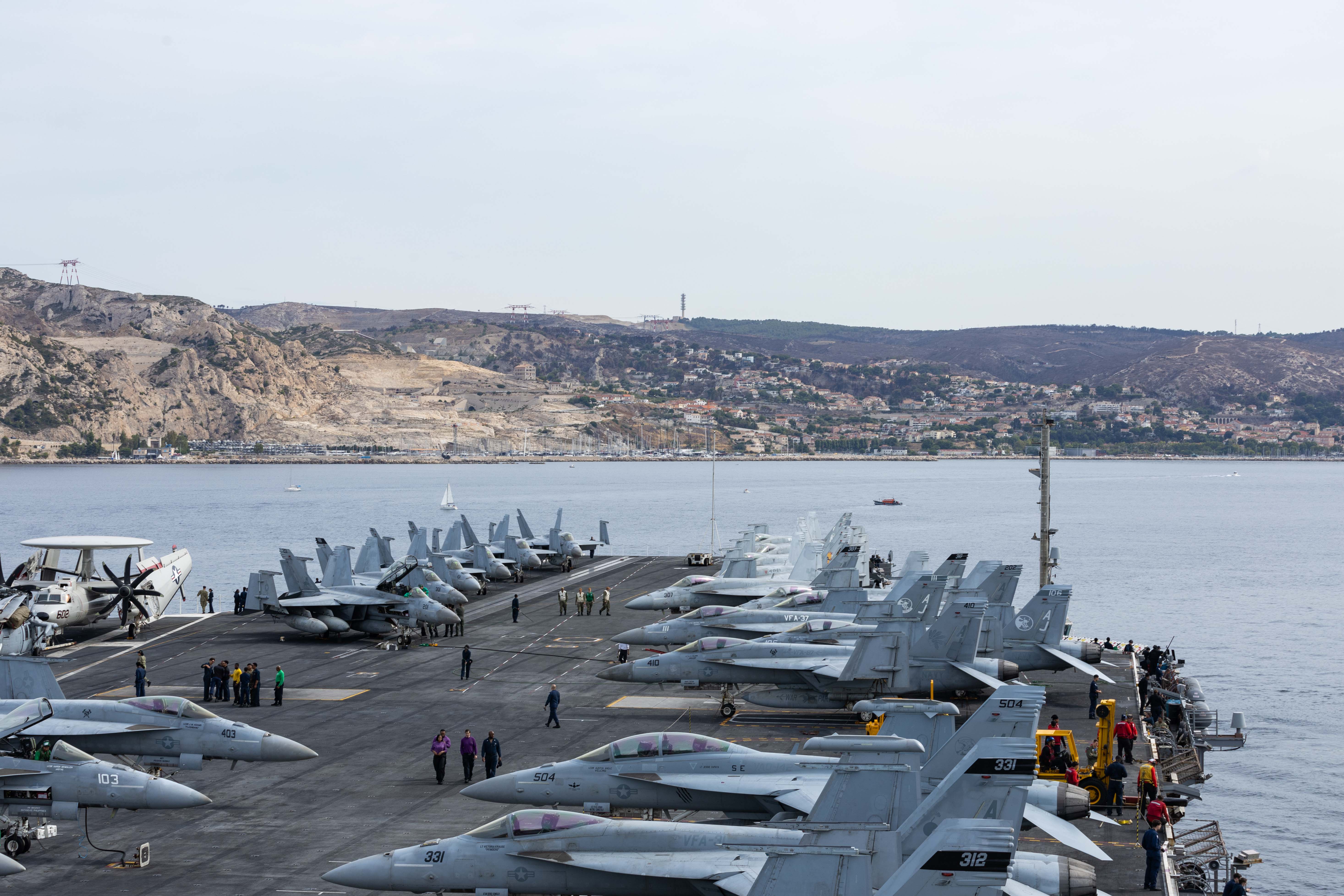 World’s largest aircraft carrier visits France